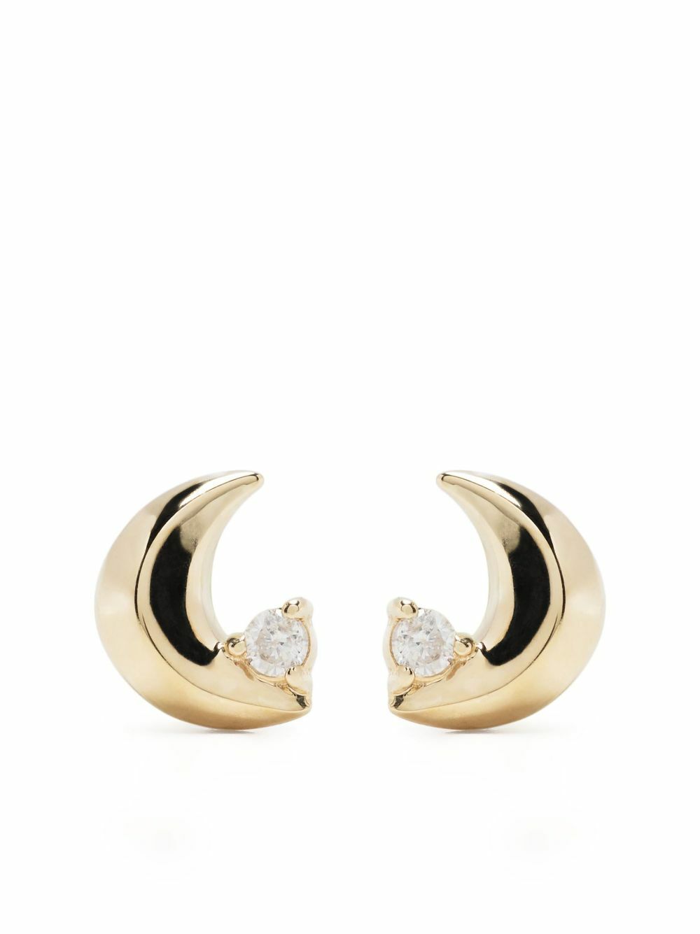 Adina Reyter 14K Yellow Super Tiny Moon Diamond Stud Earrings