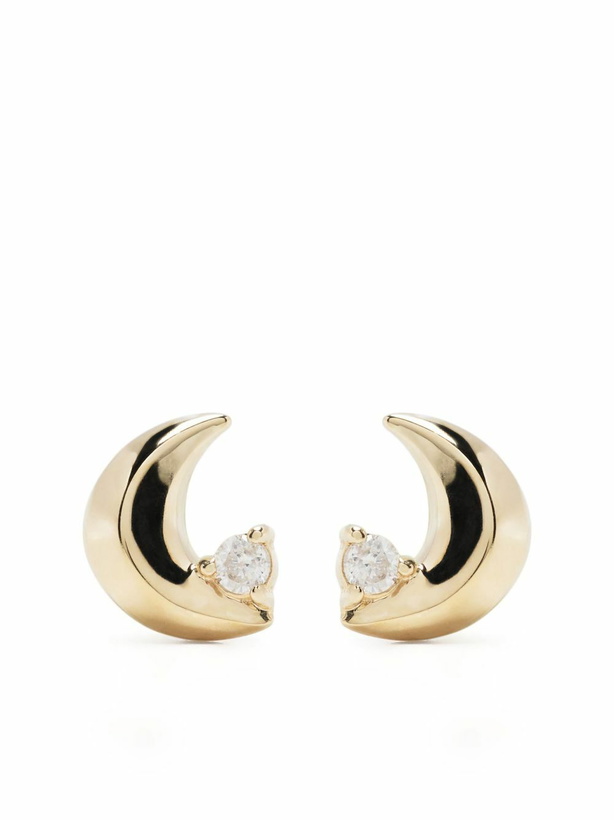 Photo: Adina Reyter 14K Yellow Super Tiny Moon Diamond Stud Earrings