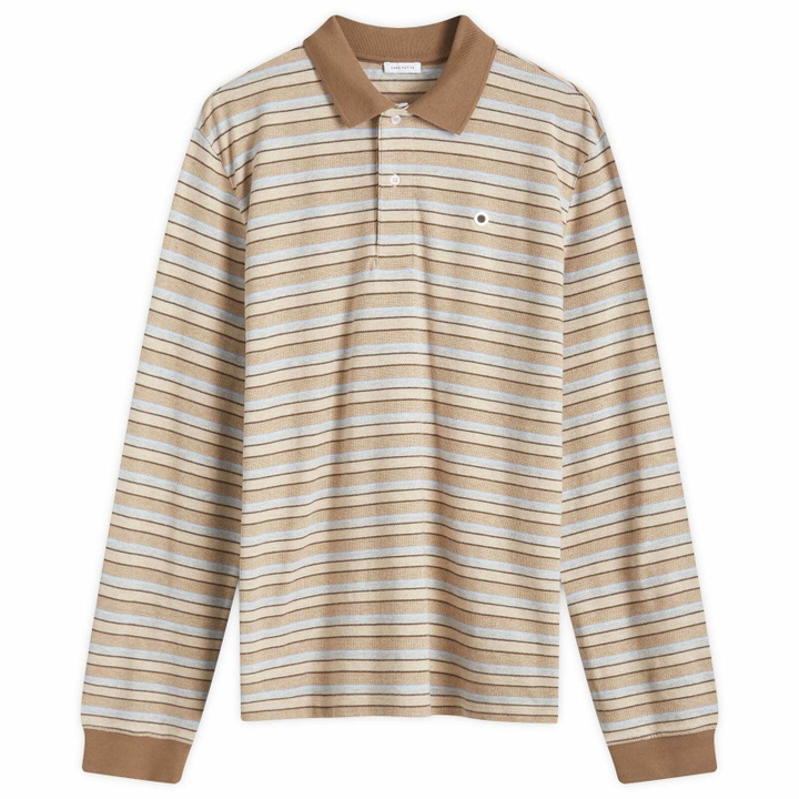 Photo: Saks Potts Women's Serena Polo Shirt in Brown Shadow Stripe