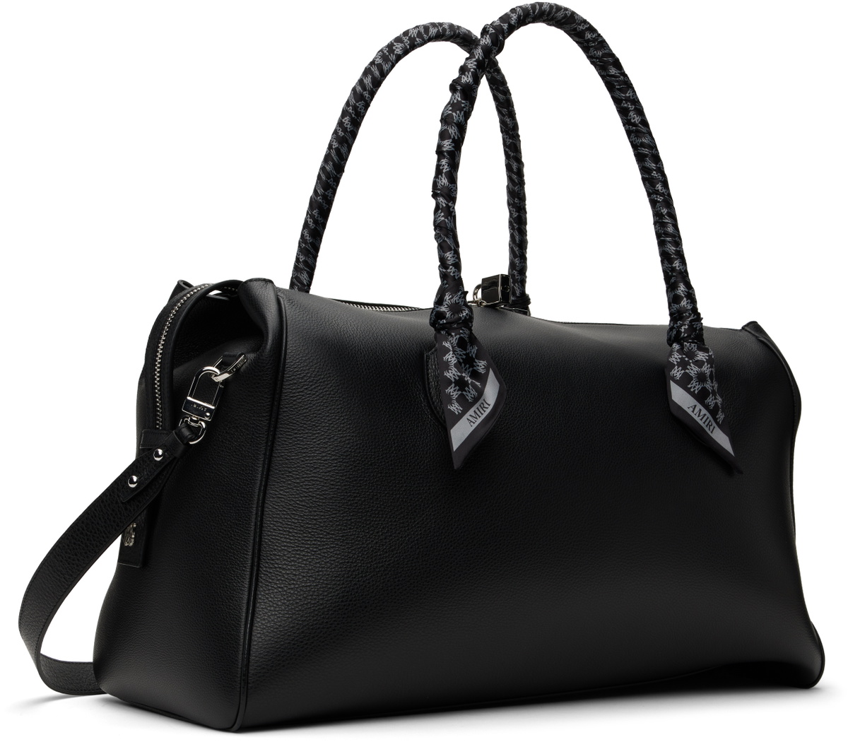AMIRI Black Pebbled Leather Weekender Duffle Bag