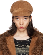 Anna Sui SSENSE Exclusive Brown Corduroy Cap