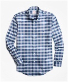 Brooks Brothers Men's Madison Relaxed-Fit Sport Shirt, Non-Iron Check | Navy/Purple
