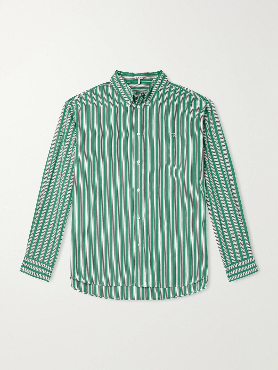 LOEWE - Striped Cotton-Poplin Shirt - Green