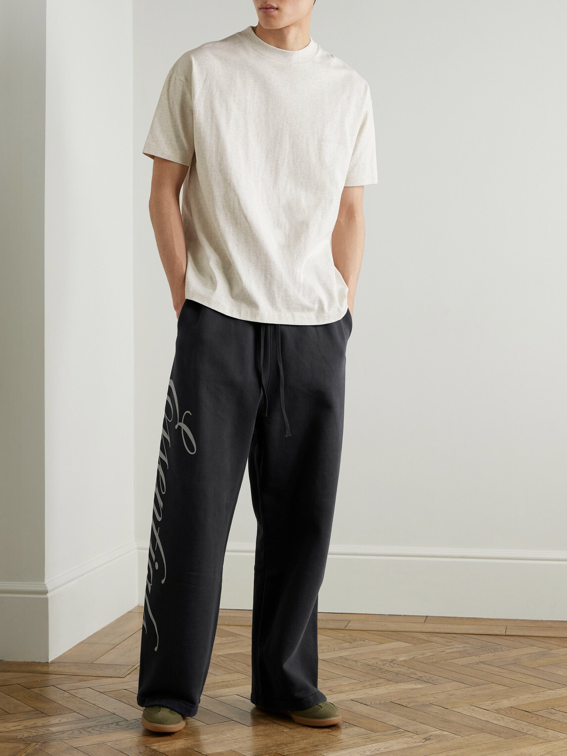 FEAR OF GOD ESSENTIALS - Logo-Print Cotton-Jersey Sweatpants - Black