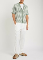 Raith Serenita Wavy Textured Crochet Shirt Green