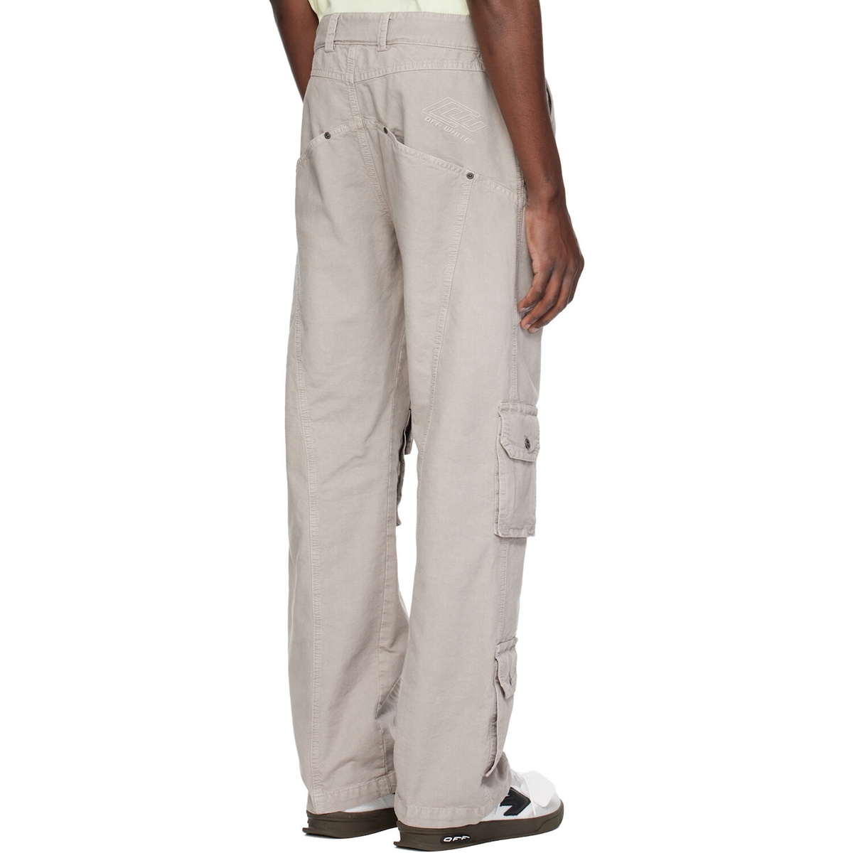 Off-White Gray Garment-Dyed Multi-Pocket Relaxed Cargo Pants