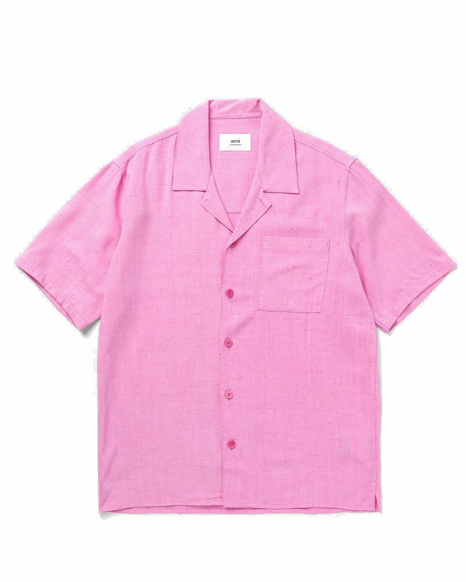 Photo: Ami Paris Camp Collar Shirt Pink - Mens - Shortsleeves