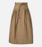 Max Mara Tempio belted cotton twill midi skirt