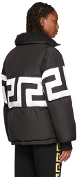 Versace Black & White Down Greca Puffer Jacket