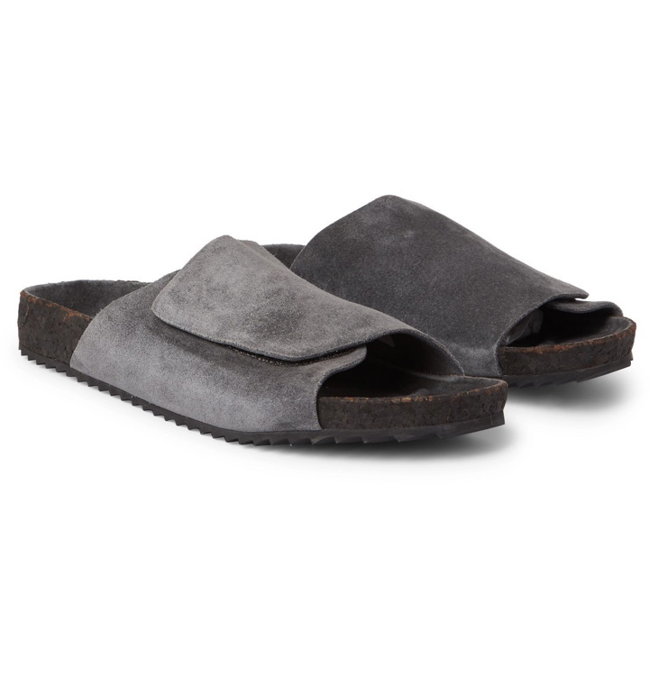 Photo: James Perse - Suede Slides - Gray