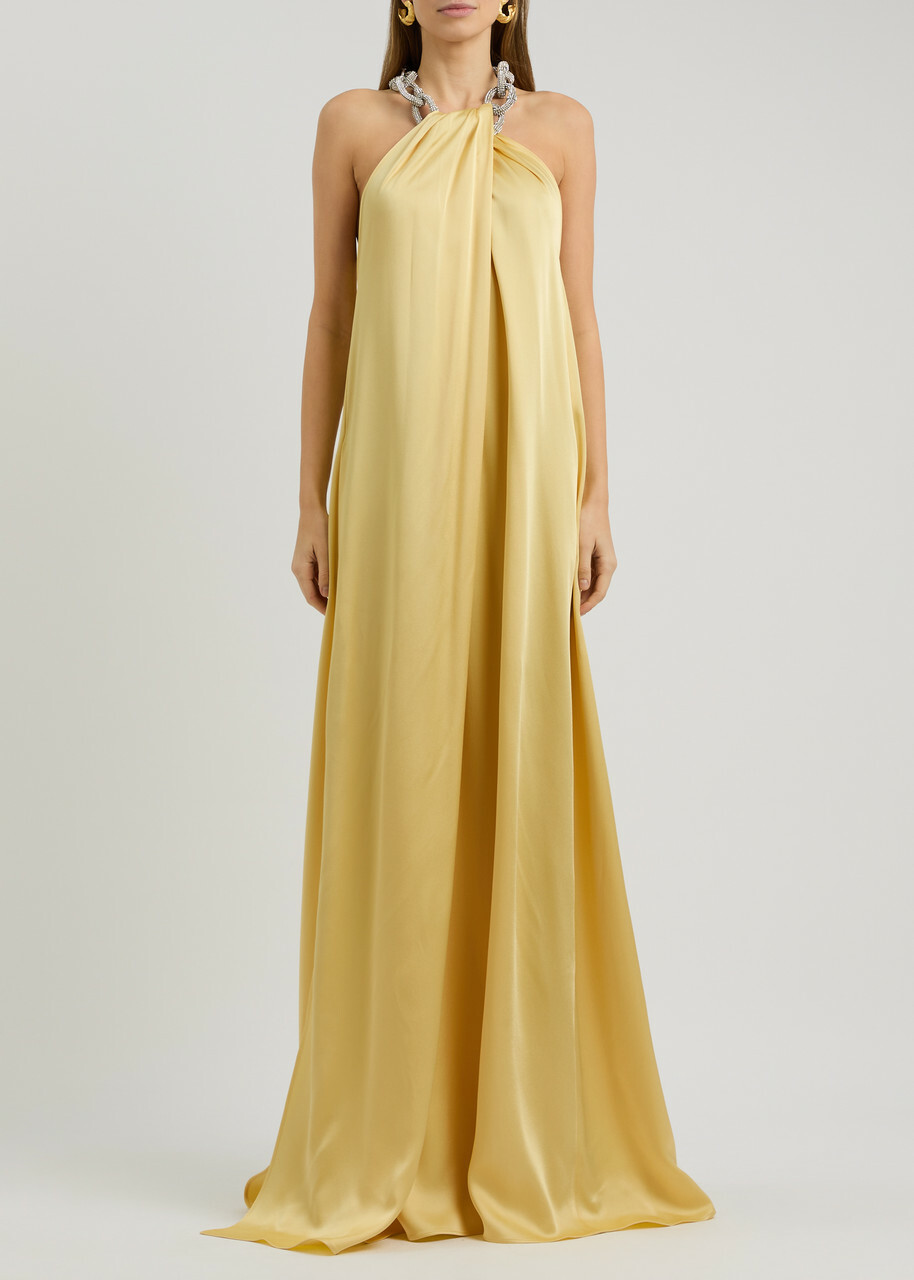 Stella Mccartney Crystal-embellished Satin Gown Yellow Stella McCartney Stella Mccartney Crystal-embellished Satin Gown Yellow Stella McCartney