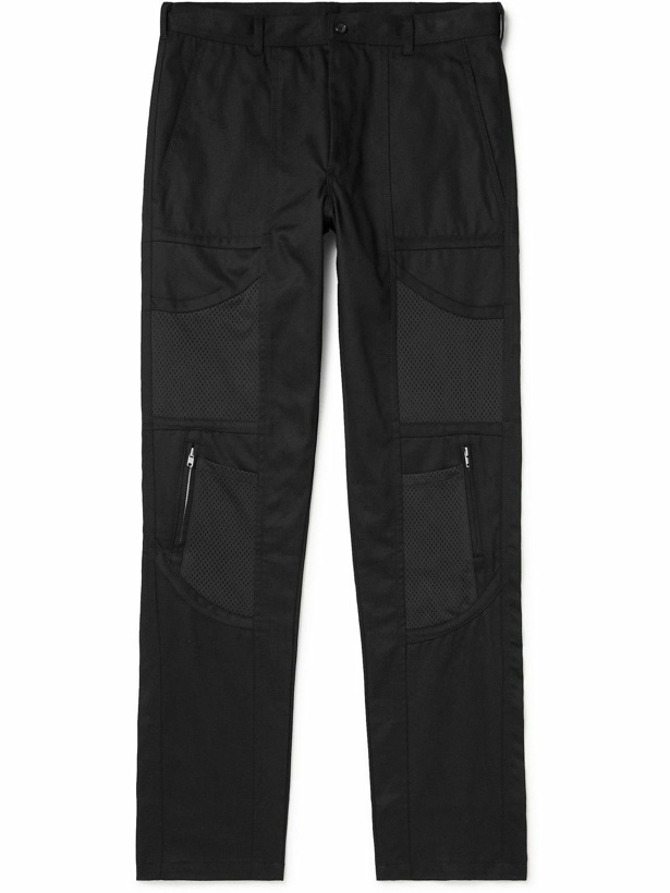 Photo: Comme des Garçons SHIRT - Straight-Leg Mesh-Panelled Cotton-Twill Cargo Trousers - Black