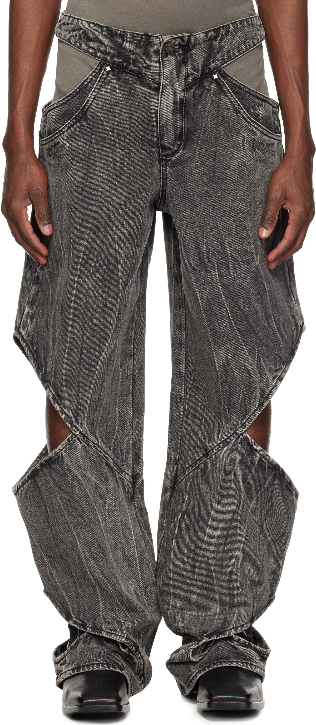 KUSIKOHC Black Cut-Out Jeans