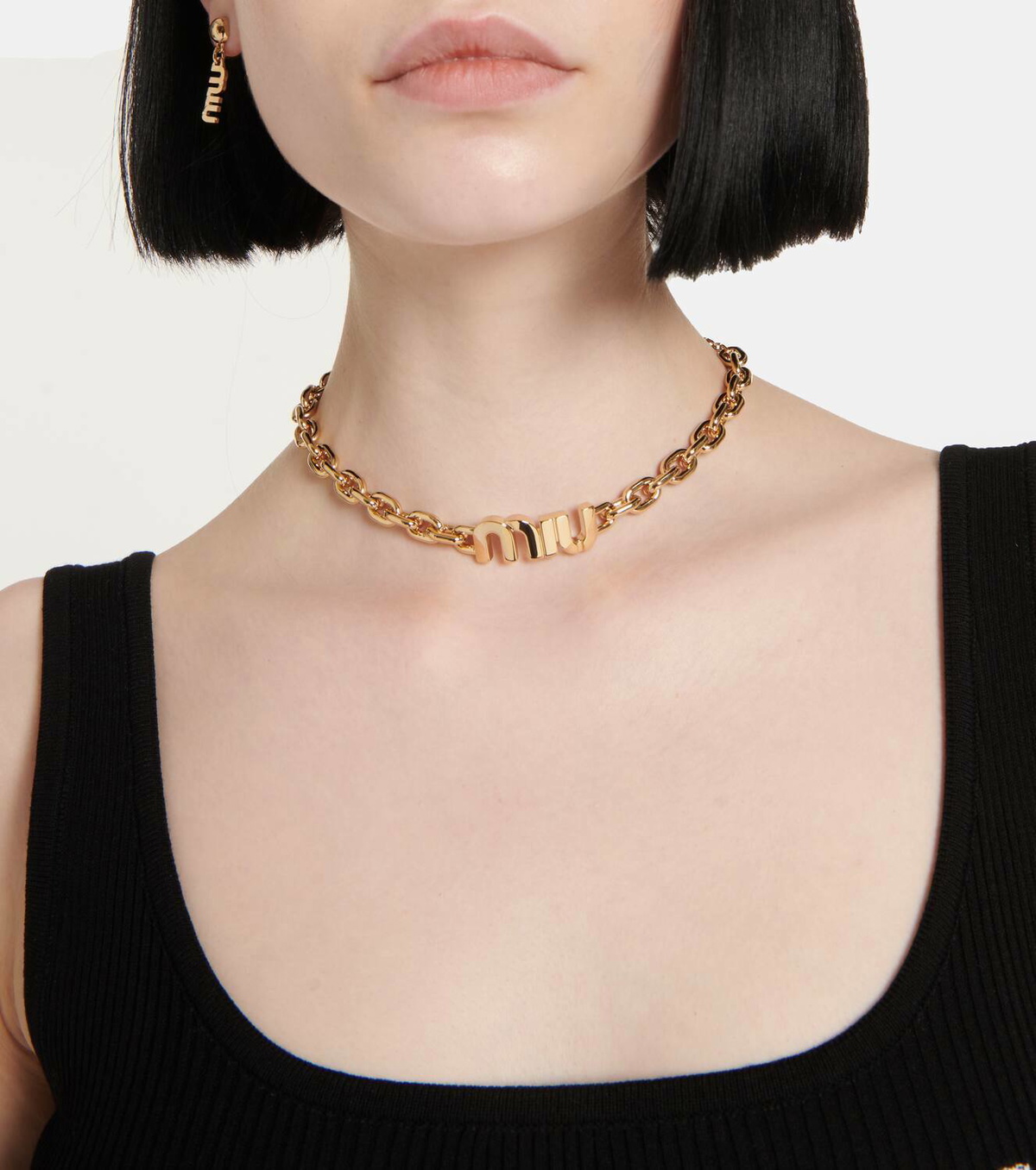 Miu Miu Logo drop earrings