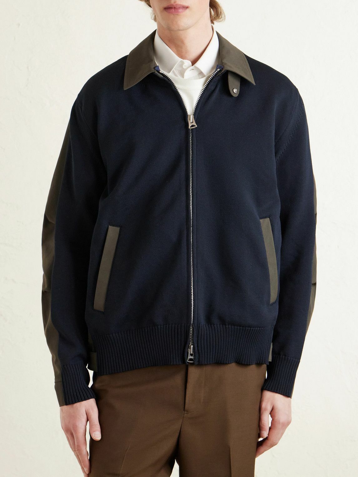 Sacai - Knitted and Shell Jacket - Blue