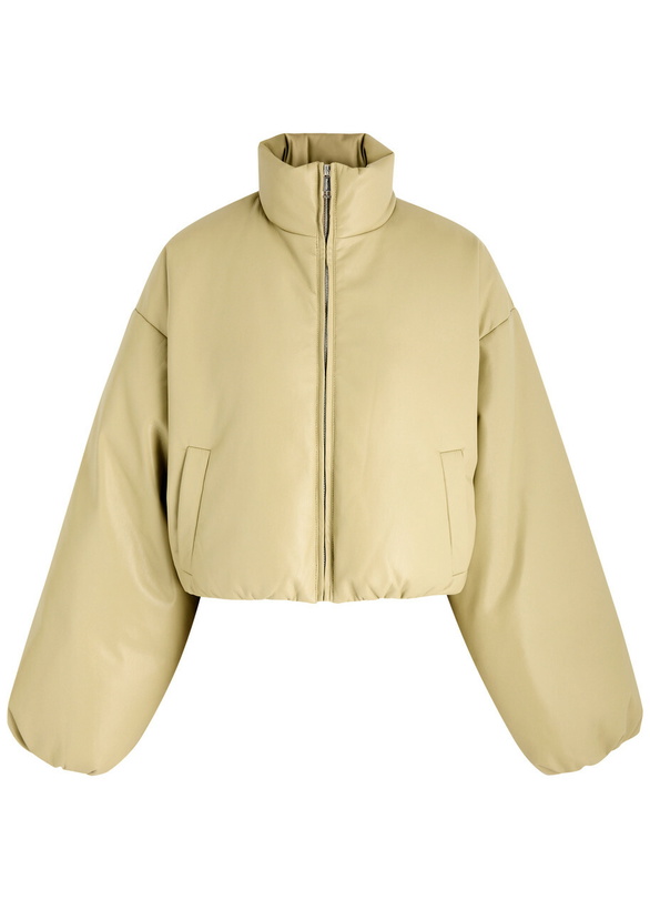 Photo: Nanushka Lilima Padded Faux Leather Jacket Olive
