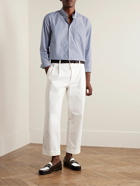 Ghiaia Cashmere - Button-Down Collar Striped Cotton-Poplin Shirt - Blue