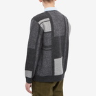 Beams Plus Men's Panel Pattern Shaggy Cardigan in Charcoal