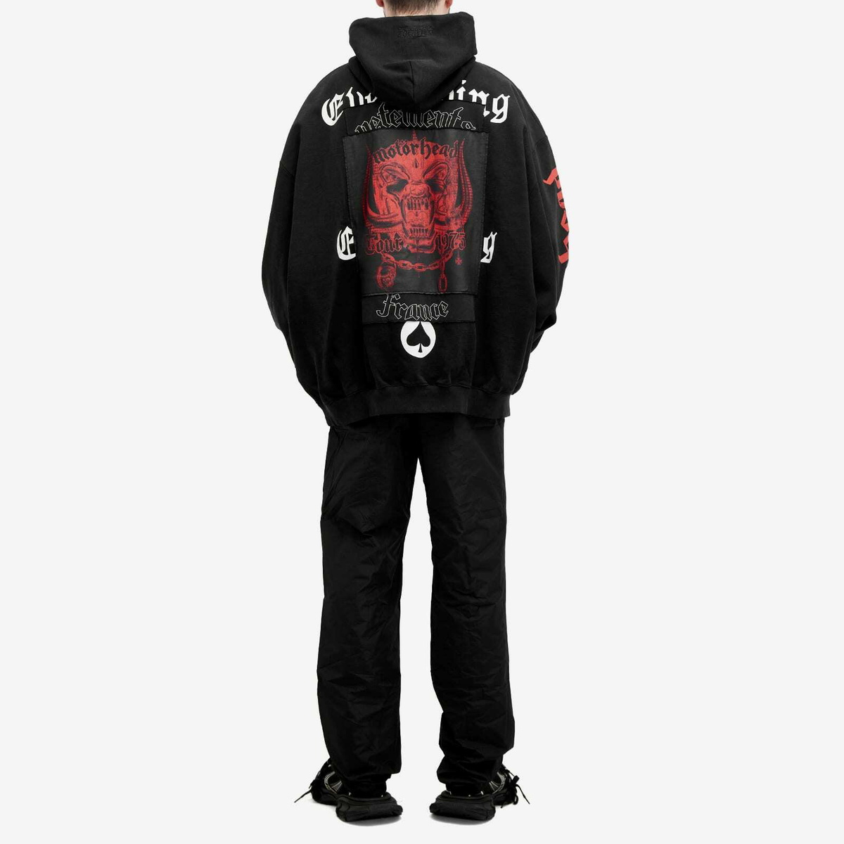 トップス VETEMENTS 24SS Motorhead Patch Hoodie Vetements Men's Motorhead Patched Hoody in Black Vetements