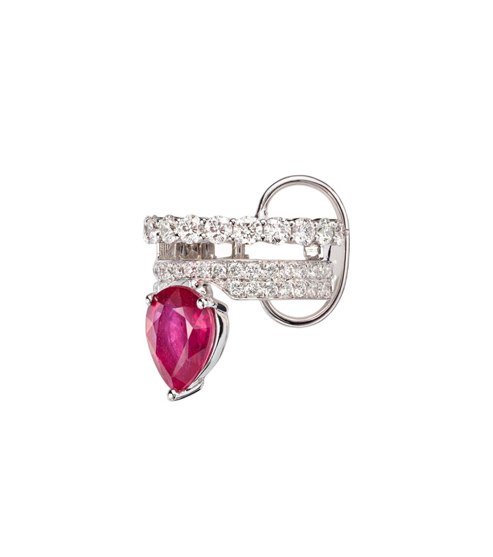 Photo: Yeprem 18kt white gold (750/1000) single clip-on earring with ruby and diamonds