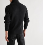 TOM FORD - Suede-Trimmed Ribbed Cashmere Cardigan - Black