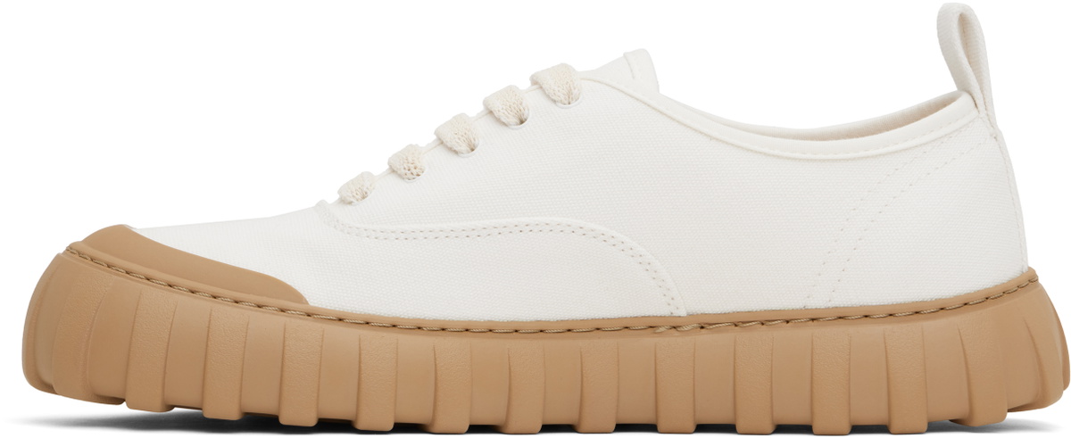 AMI Paris Off-White Cotton Low Top Tempo Canvas Sneakers