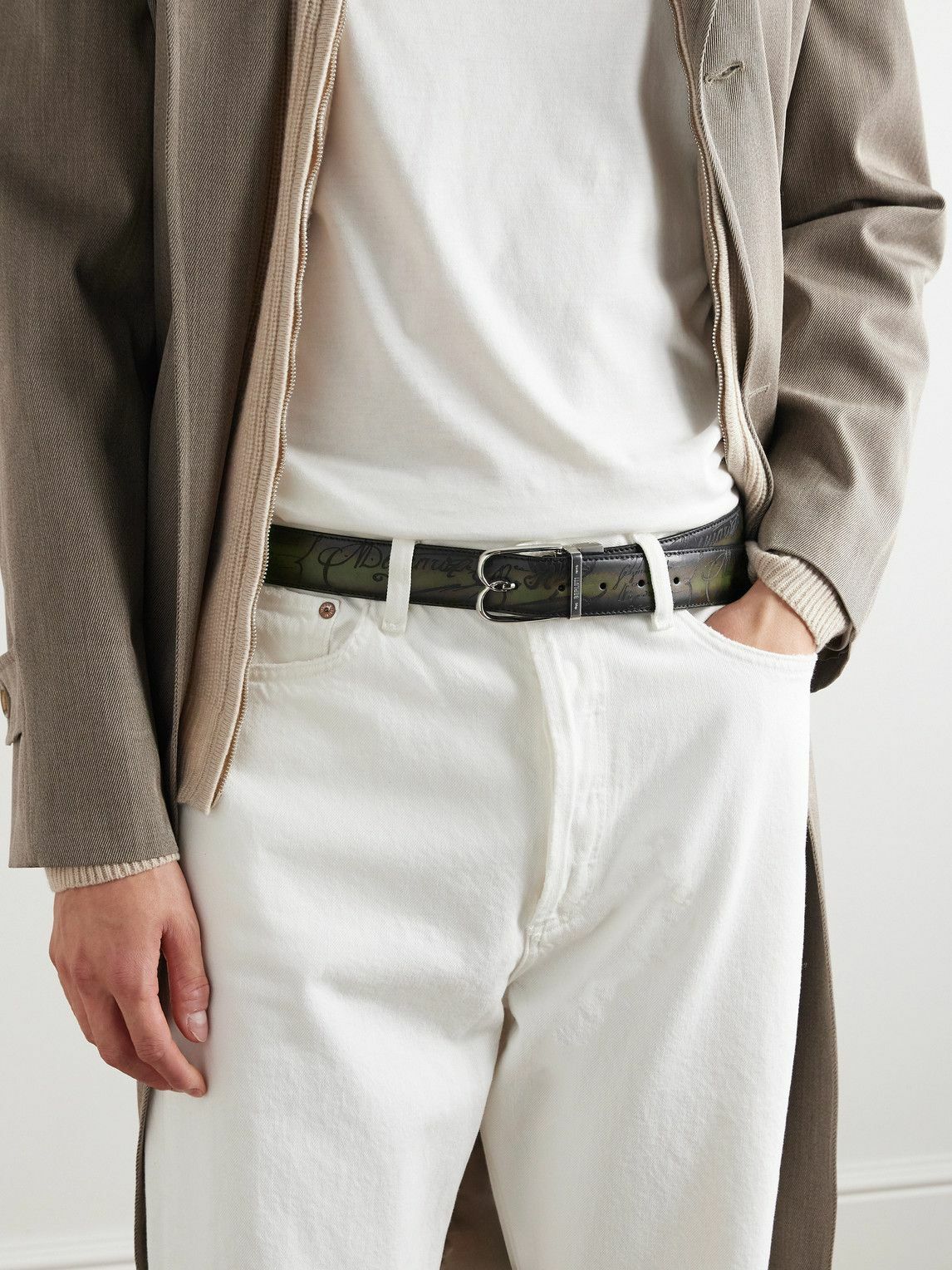 Berluti - Reversible Burnished-Leather Belt - Green