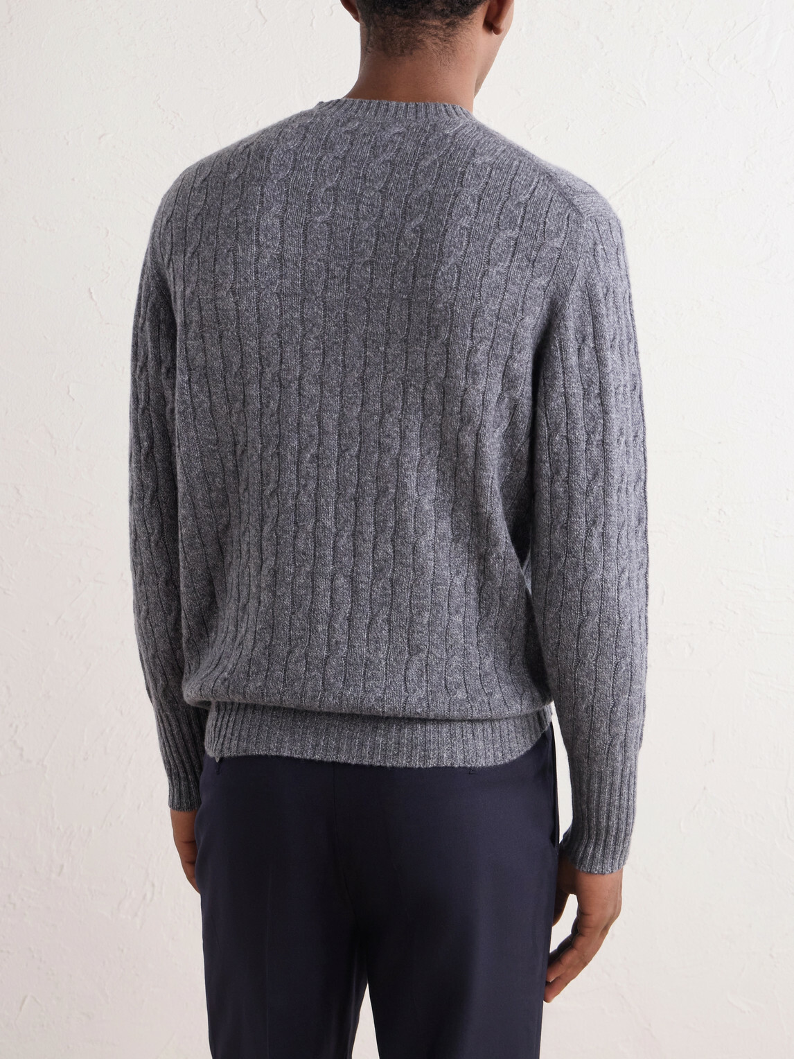 N.PEAL - Thames Cable-Knit Cashmere Sweater - Gray