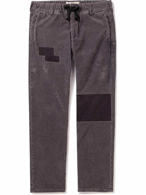 Photo: Remi Relief - Straight-Leg Panelled Cotton-Blend Corduroy Drawstring Trousers - Gray