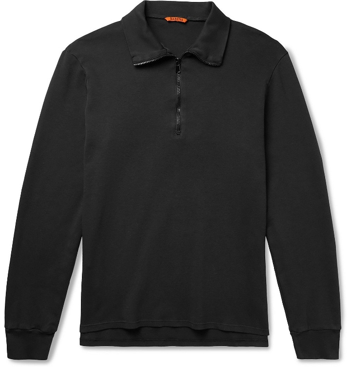 Photo: Barena - Calenda Cotton-Jersey Half-Zip Sweatshirt - Black