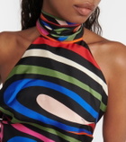 Pucci Marmo cropped halterneck silk top