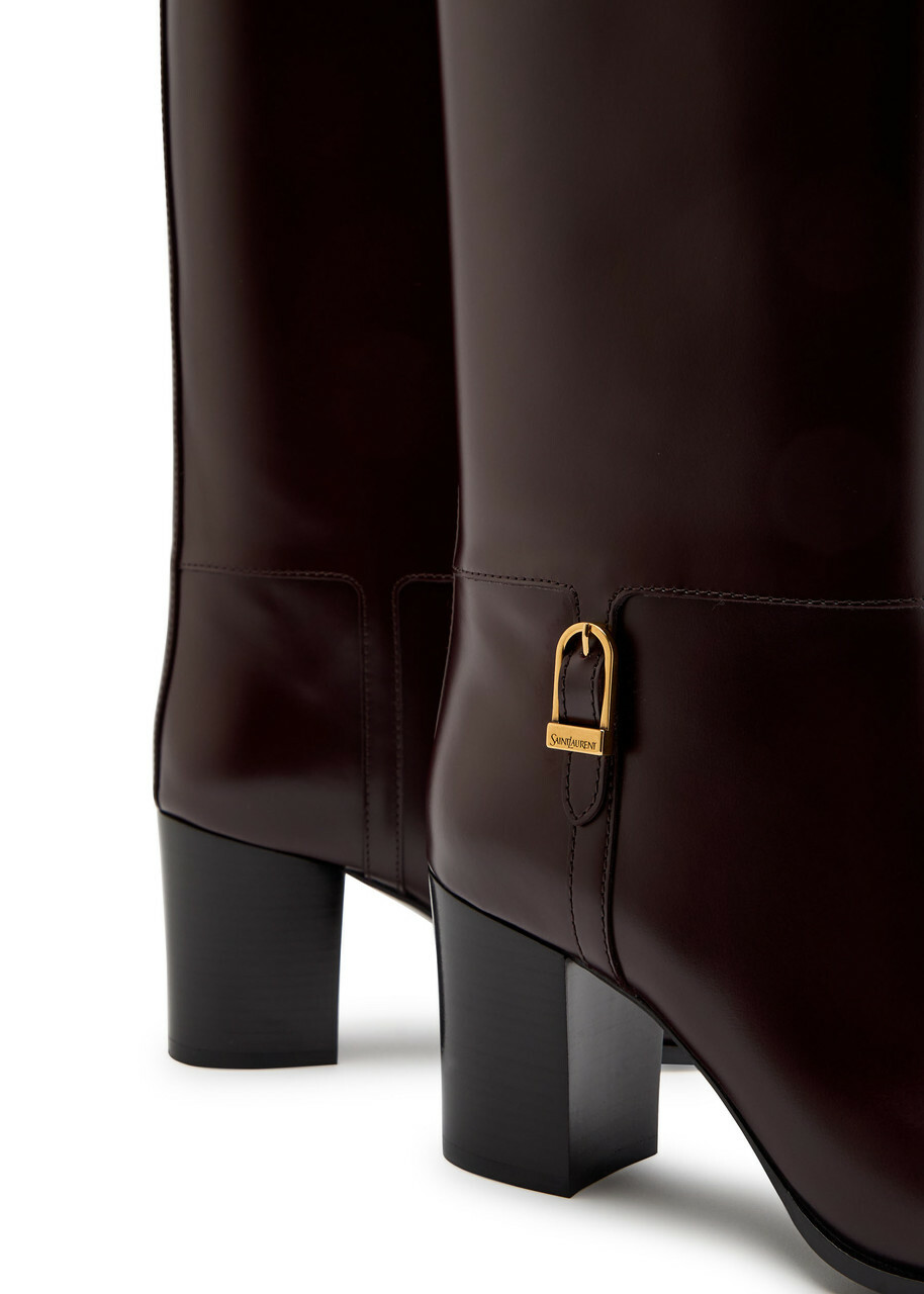 Saint Laurent Julia 70 Leather Knee-high Boots Burgundy