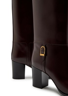 Saint Laurent Julia 70 Leather Knee-high Boots Burgundy