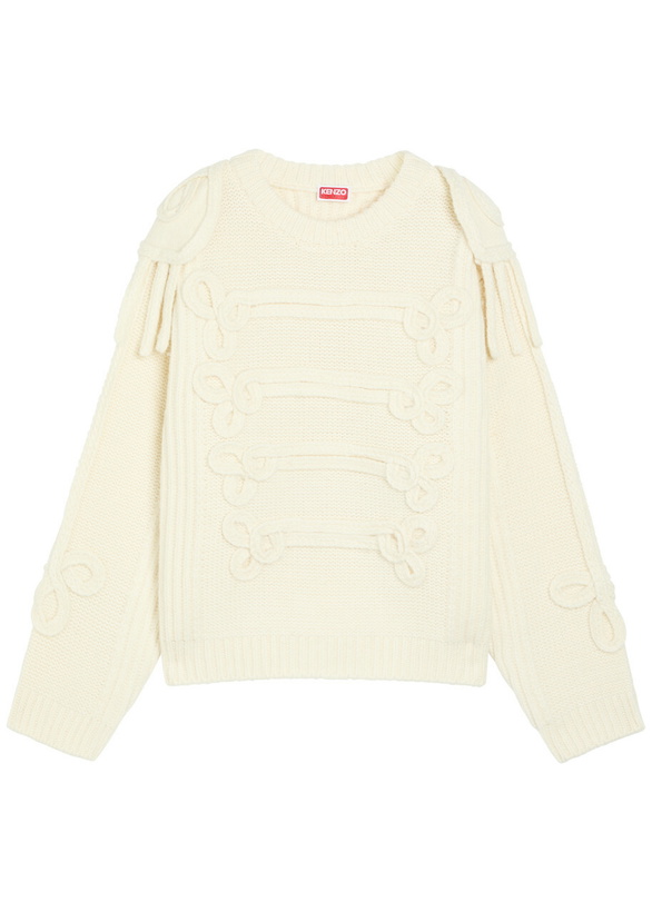 Photo: Kenzo Fisherman Cable-knit Wool-blend Jumper Off White