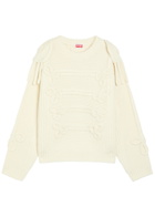 Kenzo Fisherman Cable-knit Wool-blend Jumper Off White