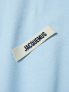 Jacquemus - Grosgrain-Trimmed Logo-Embroidered Cotton-Jersey T-shirt - Blue
