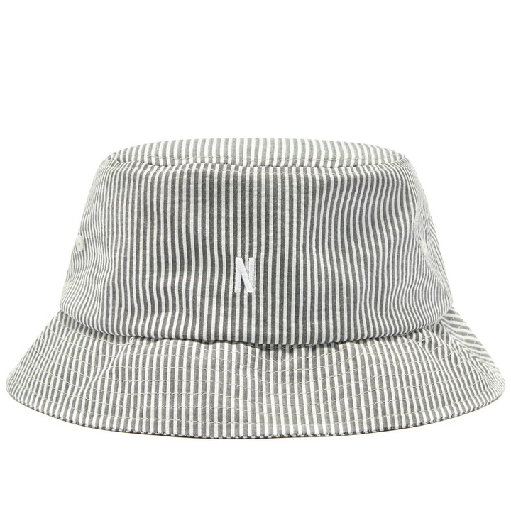 Photo: Norse Projects Seersucker Bucket Hat Navy Stripe