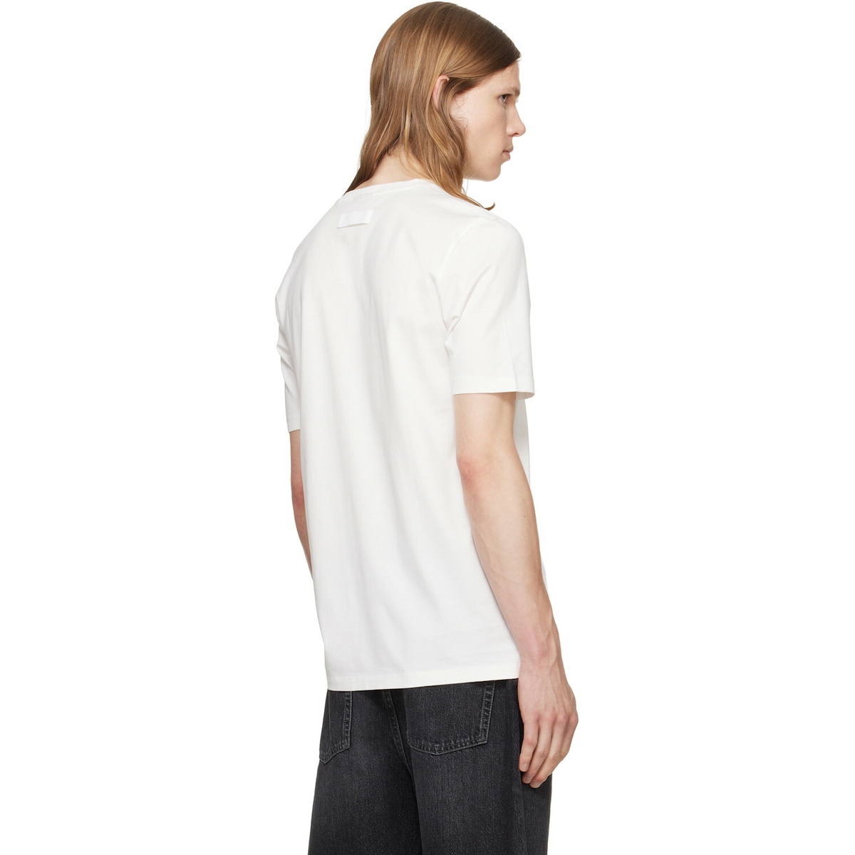Hugo Off-White Mercerised Cotton Slim-Fit T-shirt