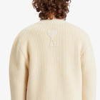 AMI Paris Men's Ribbed College Cardigan in White Cream
