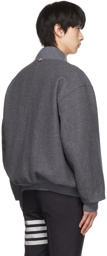 Thom Browne Grey 4-Bar Melton Jacket