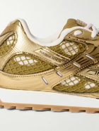 Bottega Veneta - Orbit Metallic Rubber and Mesh Sneakers - Gold