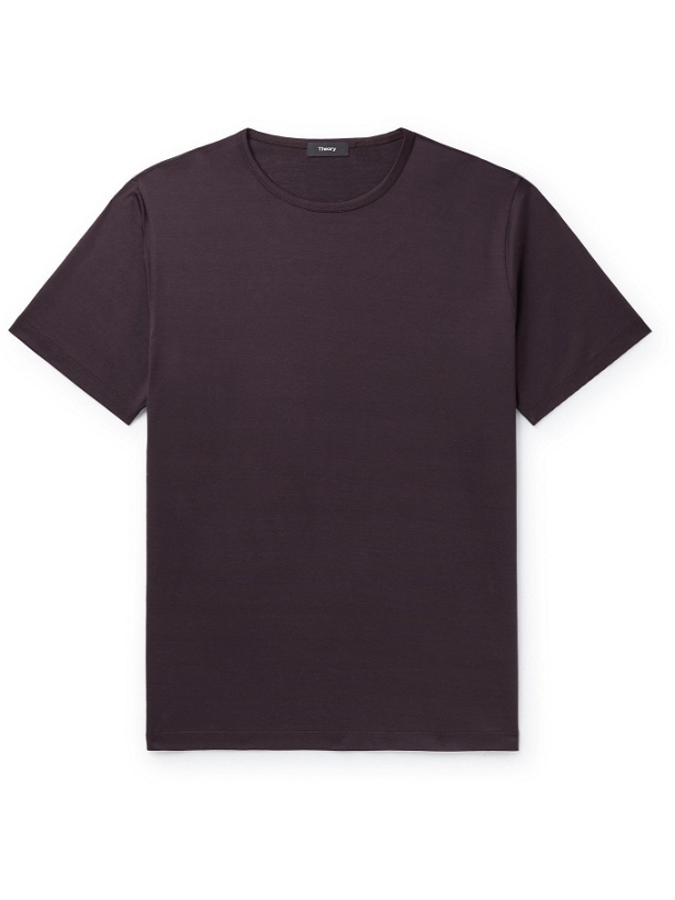 Photo: THEORY - Cotton-Jersey T-Shirt - Purple - XS