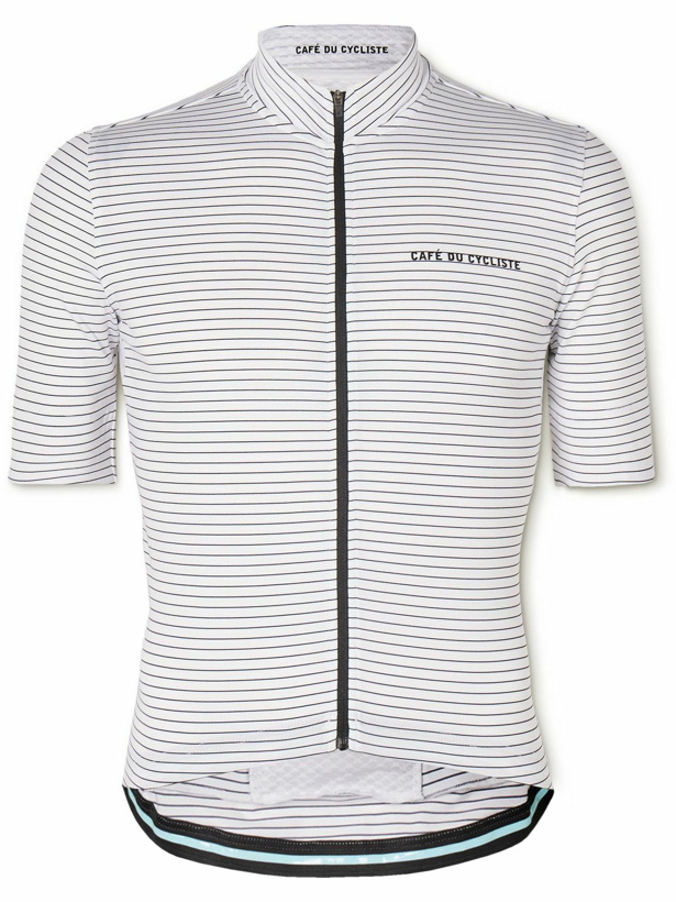 Photo: Café du Cycliste - Francine Striped Mesh-Panelled Cycling Jersey - White