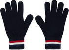 Moncler Navy Tricolor Wool Gloves
