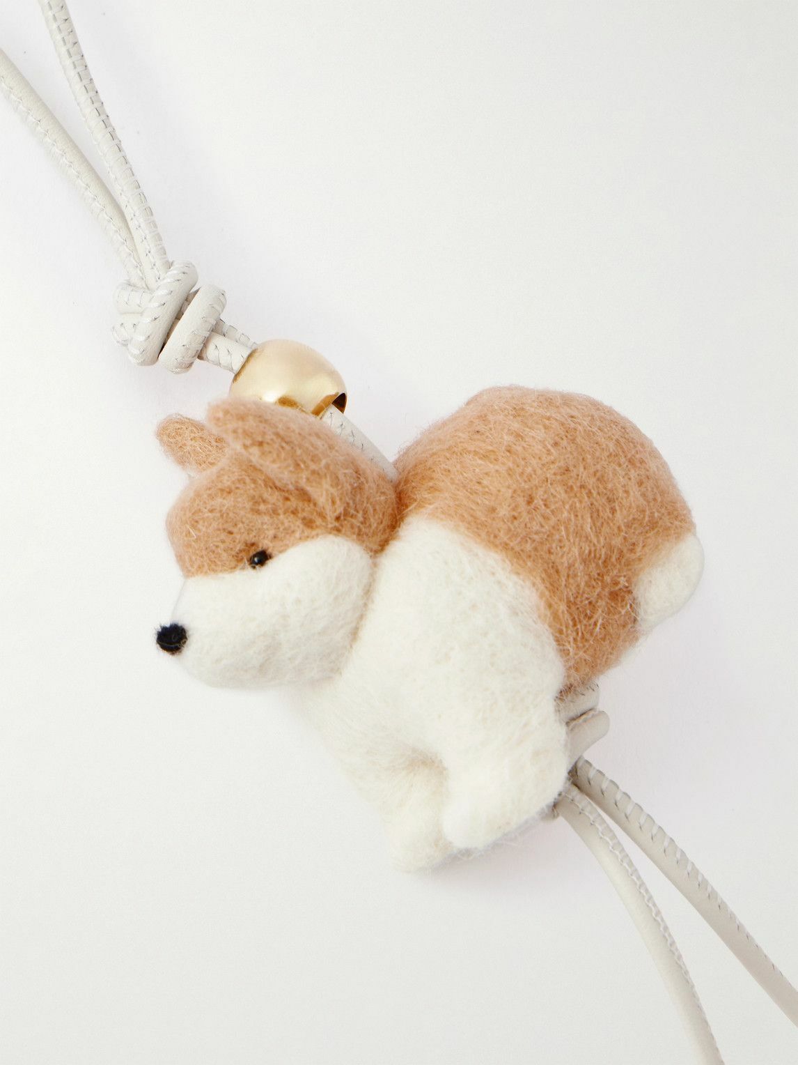 LOEWE - Corgi Leather-Trimmed Wool-Felt and Gold-Tone Bag Charm