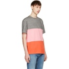 PS by Paul Smith Grey and Pink Multistripe T-Shirt