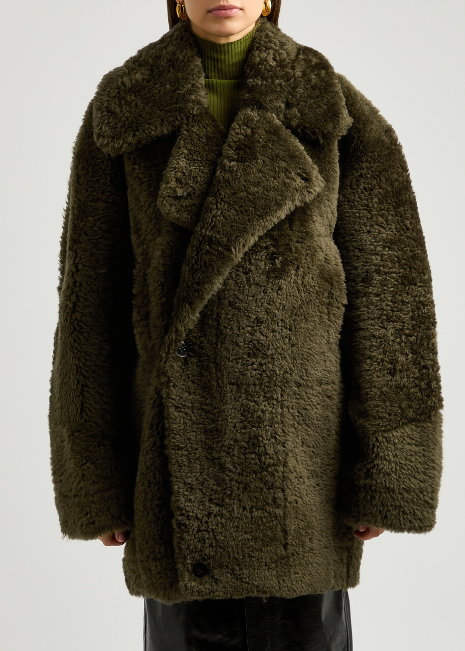 Petar Petrov Wild Is The Wind Shearling Coat Green Dark