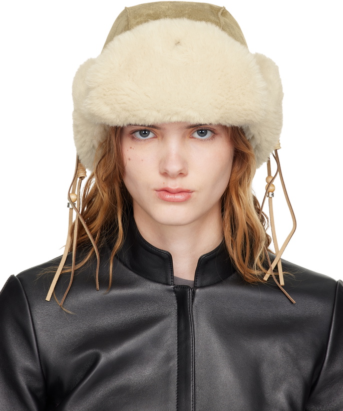Photo: OPEN YY Tan Braided Faux-Shearling Trapper Hat