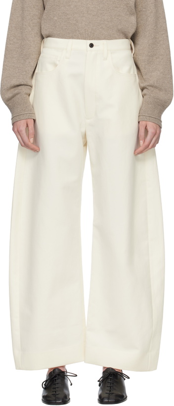 Photo: ssstein Off-White Double Weave Cotton Round Trousers