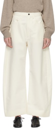 ssstein Off-White Double Weave Cotton Round Trousers